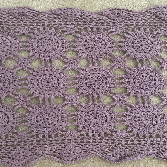 Vintage Lavender Crocheted Scarf - Picture 2 of 4